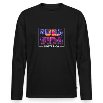 Pura Vida Costa Rica Amérique latine Costa Rica - T-shirt manches longues Premium bio Homme - noir - Devant - Nico (187cm)