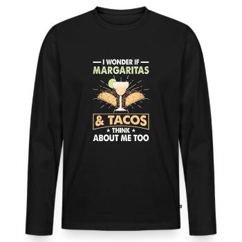 Margaritas Tacos Cuisine mexicaine - T-shirt manches longues Premium bio Homme - noir - Devant - Nico (187cm)