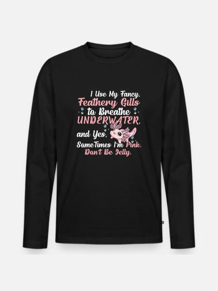 Axolotl Breathing Underwater Amphibians Gift - Men's Premium Organic Long Sleeve Shirt - black