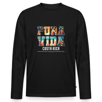 Pura Vida Costa Rica Amérique latine Costa Rica - T-shirt manches longues Premium bio Homme - noir - Devant - Nico (187cm)