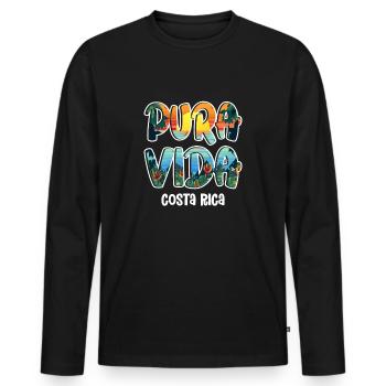 Pura Vida Costa Rica Amérique latine Costa Rica - T-shirt manches longues Premium bio Homme - noir - Devant - Nico (187cm)