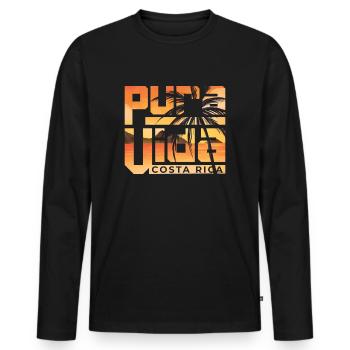 Pura Vida Costa Rica Lateinamerika Costa Ricaner - Männer Premium Bio Langarmshirt - Schwarz - Vorne - Nico (187cm)