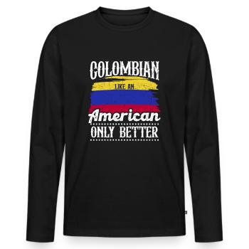 Colombian South America Country of origin Latin America - Men's Premium Organic Long Sleeve Shirt - black - Front - Nico (187cm)