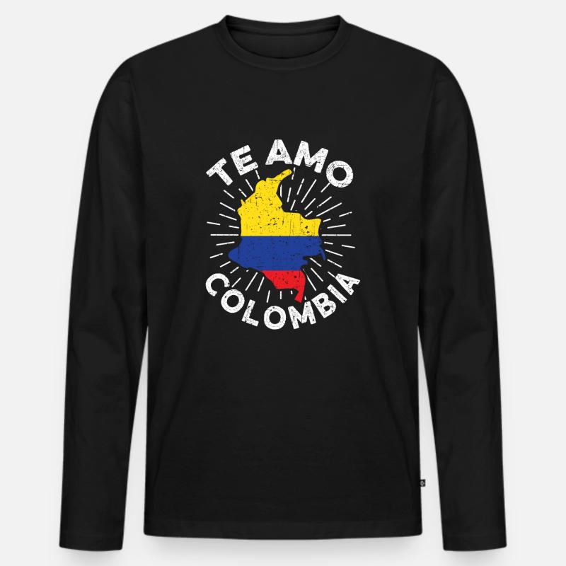 Te Amo Colombia - Männer Premium Bio Langarmshirt - Schwarz