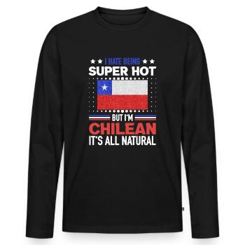 Super Hot Chilean All Natural Chilean Flag - Men's Premium Organic Long Sleeve Shirt - black - Front - Nico (187cm)