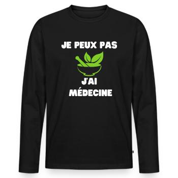 I can't I have medicine - Men's Premium Organic Long Sleeve Shirt - black - Front - Nico (187cm)