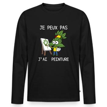 I can't I have humor painting - Men's Premium Organic Long Sleeve Shirt - black - Front - Nico (187cm)