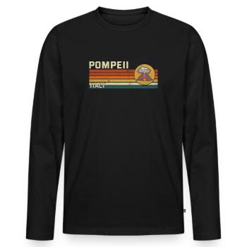 Pompéi Italie Vintage éruption volcanique cadeau - T-shirt manches longues Premium bio Homme - noir - Devant - Nico (187cm)