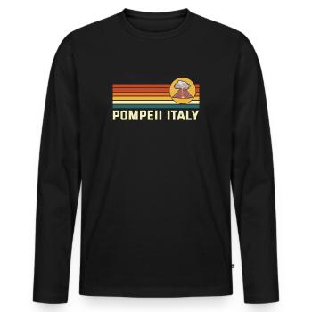 Pompéi Italie Vintage éruption volcanique géographie - T-shirt manches longues Premium bio Homme - noir - Devant - Nico (187cm)
