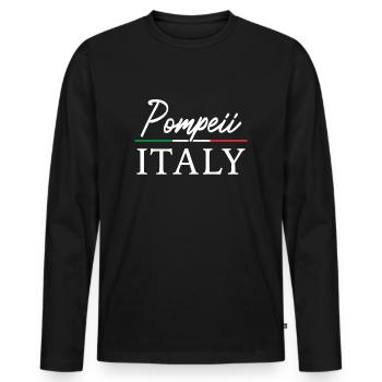 Éruption volcanique de Pompéi en Italie - T-shirt manches longues Premium bio Homme - noir - Devant - Nico (187cm)