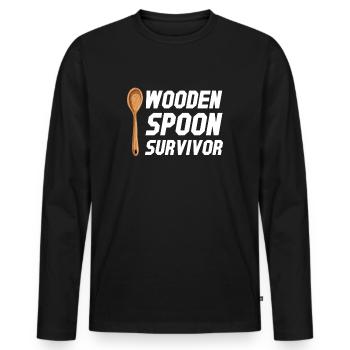 Wooden Spoon Survivor Parenting Grandparents - Men's Premium Organic Long Sleeve Shirt - black - Front - Nico (187cm)