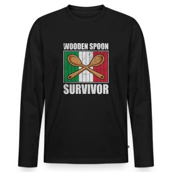 Wooden Spoon Survivor Eltern Aus Italien Geschenk - Männer Premium Bio Langarmshirt - Schwarz - Vorne - Nico (187cm)