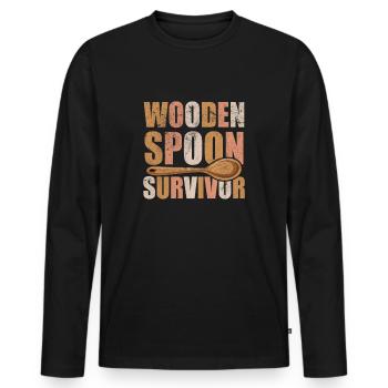 Wooden Spoon Survivor Wooden Spoon Spoon Training - Men's Premium Organic Long Sleeve Shirt - black - Front - Nico (187cm)