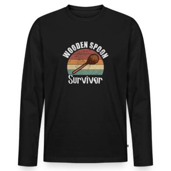 Retro Wooden Spoon Survivor Wooden Spoon Training - Men's Premium Organic Long Sleeve Shirt - black - Front - Nico (187cm)