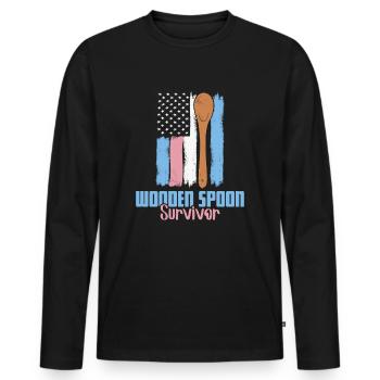 Cuillère en bois Survivor USA drapeau cuillère en bois - T-shirt manches longues Premium bio Homme - noir - Devant - Nico (187cm)