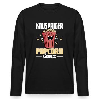 Crispy Popcorn Delight - Popcorn Machine - Men's Premium Organic Long Sleeve Shirt - black - Front - Nico (187cm)