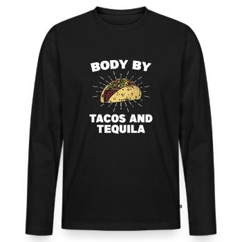 Body By Tacos Et Tequila Cuisine Mexicaine - T-shirt manches longues Premium bio Homme - noir - Devant - Nico (187cm)