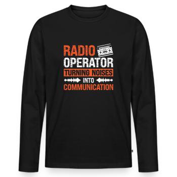 Communication des bruits de rotation de l’opérateur radio - T-shirt manches longues Premium bio Homme - noir - Devant - Nico (187cm)