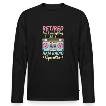 Radio Presenter Retirement Farewell Party Gift - Men's Premium Organic Long Sleeve Shirt - black - Front - Nico (187cm)