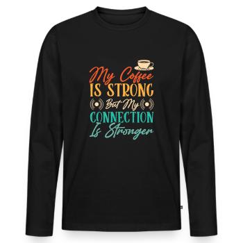 Café de présentateur de radio - T-shirt manches longues Premium bio Homme - noir - Devant - Nico (187cm)