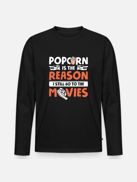 Popped Popcorn Reason går stadig til film filmaften - Premium økologisk langærmet T-shirt til mænd - sort