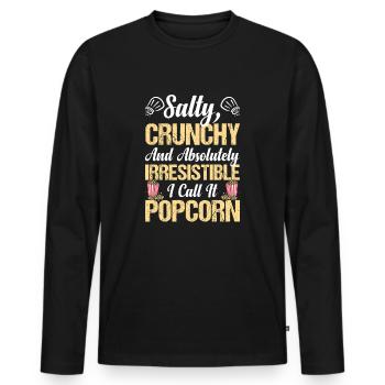 Maïs soufflé salé et croquant Maïs soufflé au beurre Maïs soufflé Maïs soufflé - T-shirt manches longues Premium bio Homme - noir - Devant - Nico (187cm)