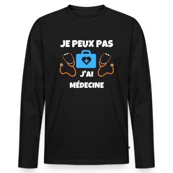 I can't I have medicine - Men's Premium Organic Long Sleeve Shirt - black - Front - Nico (187cm)