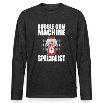 Spécialiste de la machine à chewing-gum - T-shirt manches longues Premium bio Homme - anthracite chiné - Devant - Nico (187cm)