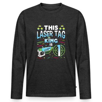 Lasertag King Is 1 Birthday Boy Indoor Laser Tag - Men's Premium Organic Long Sleeve Shirt - heather anthracite - Front - Nico (187cm)