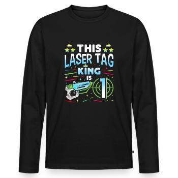 Lasertag King Is 1 Birthday Boy Indoor Laser Tag - Männer Premium Bio Langarmshirt - Schwarz - Vorne - Nico (187cm)