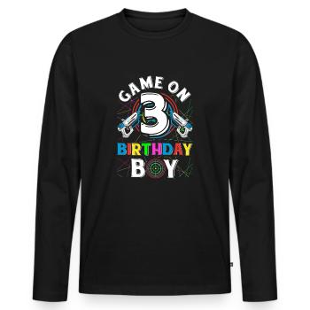 Lasertag Game On 3 Birthday Boy Indoor Laser Tag - Männer Premium Bio Langarmshirt - Schwarz - Vorne - Nico (187cm)