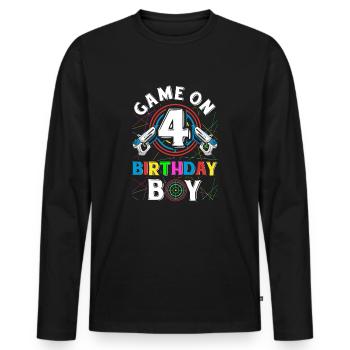 Lasertag Game On 4 Birthday Boy Indoor Laser Tag - Männer Premium Bio Langarmshirt - Schwarz - Vorne - Nico (187cm)