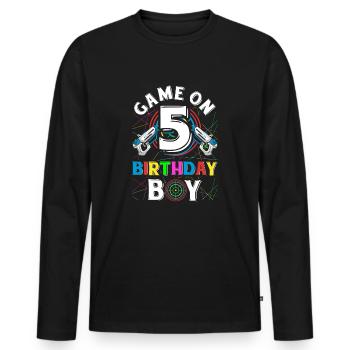 Lasertag Game On 5 Birthday Boy Indoor Laser Tag - Männer Premium Bio Langarmshirt - Schwarz - Vorne - Nico (187cm)