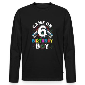 Lasertag Game On 6 Birthday Boy Indoor Laser Tag - Männer Premium Bio Langarmshirt - Schwarz - Vorne - Nico (187cm)