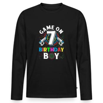Lasertag Game On 7 Birthday Boy Indoor Laser Tag - Männer Premium Bio Langarmshirt - Schwarz - Vorne - Nico (187cm)