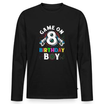 Lasertag Game On 8 Birthday Boy Indoor Laser Tag - Männer Premium Bio Langarmshirt - Schwarz - Vorne - Nico (187cm)