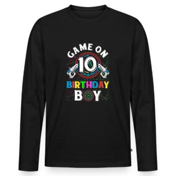 Lasertag Game On 10 Birthday Boy Indoor Laser Tag - Männer Premium Bio Langarmshirt - Schwarz - Vorne - Nico (187cm)