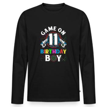 Lasertag Game On 11 Birthday Boy Indoor Laser Tag - Männer Premium Bio Langarmshirt - Schwarz - Vorne - Nico (187cm)