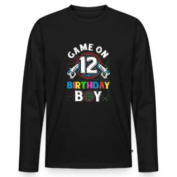 Lasertag Game On 12 Birthday Boy Indoor Laser Tag - Männer Premium Bio Langarmshirt - Schwarz - Vorne - Nico (187cm)