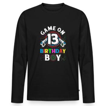 Jeu de Lasertag sur 13 Anniversaire Garçon Intérieur Laser Tag - T-shirt manches longues Premium bio Homme - noir - Devant - Nico (187cm)