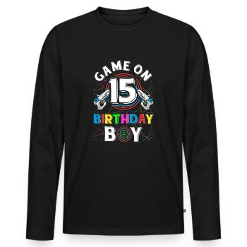 Jeu de Lasertag Sur 15 Anniversaire Garçon Intérieur Laser Tag - T-shirt manches longues Premium bio Homme - noir - Devant - Nico (187cm)
