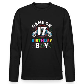 Lasertag Game On 17 Birthday Boy Indoor Laser Tag - Männer Premium Bio Langarmshirt - Schwarz - Vorne - Nico (187cm)