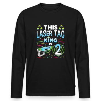 Lasertag King Is 2 Birthday Boy Indoor Laser Tag - Männer Premium Bio Langarmshirt - Schwarz - Vorne - Nico (187cm)