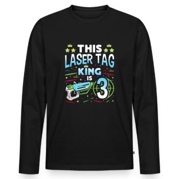 Lasertag King Is 3 Birthday Boy Indoor Laser Tag - Männer Premium Bio Langarmshirt - Schwarz - Vorne - Nico (187cm)