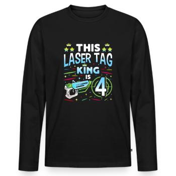 Lasertag King Is 4 Birthday Boy Indoor Laser Tag - Männer Premium Bio Langarmshirt - Schwarz - Vorne - Nico (187cm)