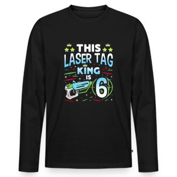 Lasertag King Is 6 Birthday Boy Indoor Laser Tag - Männer Premium Bio Langarmshirt - Schwarz - Vorne - Nico (187cm)