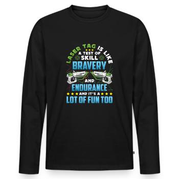 Laser Tag Geschenk Lastertag Spieler Jungs - Männer Premium Bio Langarmshirt - Schwarz - Vorne - Nico (187cm)