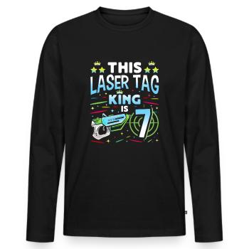 Lasertag King Is 7 Birthday Boy Indoor Laser Tag - Männer Premium Bio Langarmshirt - Schwarz - Vorne - Nico (187cm)