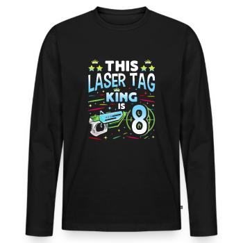 Lasertag King Is 8 Birthday Boy Indoor Laser Tag - Männer Premium Bio Langarmshirt - Schwarz - Vorne - Nico (187cm)