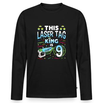 Lasertag King Is 9 Birthday Boy Indoor Laser Tag - Männer Premium Bio Langarmshirt - Schwarz - Vorne - Nico (187cm)